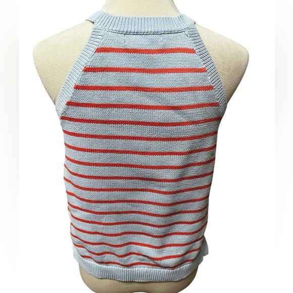 Banana Republic Medium Tank Top Sweater Light Blue and Orange Stripes - Picture 4 of 8